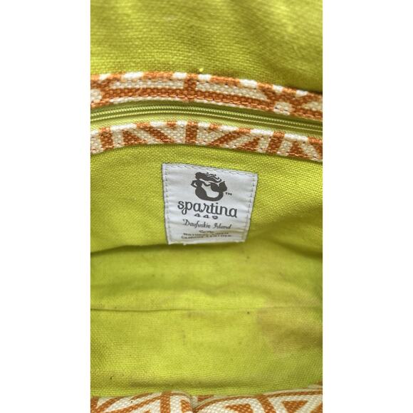 Spartina 449 Daufuskie Island orange Geometric Linen Shoulder Small-Med Bag - Picture 8 of 15